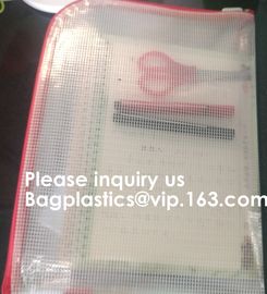 Transparent clear mesh pvc zipper Zip lockk document file bag B5 plastic PVC file document students office storage bag