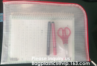 Transparent clear mesh pvc zipper Zip lockk document file bag B5 plastic PVC file document students office storage bag