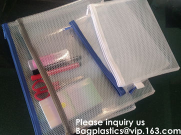 A4 Mesh Plastic Expanding File Folder A5 Bag，Promotion Weatherproof Mesh Zipper Storage Document Bag A4 File Bags