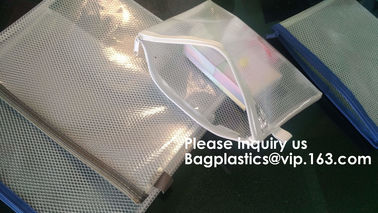 PVC A4/A5/A3 Waterproof Mesh Transparent Zipper File Folder Bag,A4 Double Zipper Mesh File Storage Bag With Color