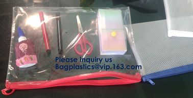 Waterproof Zippered File Bag PVC Mesh Organizer Storage Bag Durable File Bag for Office Stationery and Travel, bagease