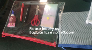 Waterproof Zippered File Bag PVC Mesh Organizer Storage Bag Durable File Bag for Office Stationery and Travel, bagease