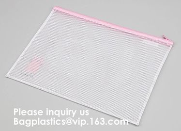 Office School Supplies Zipper File Bag Pvc Mesh Zipper Document Bag For Sale,Document File Folder zipper Bag, BAGEASE