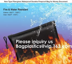 Double layer heat protection large fireproof document money pouch bags,Safety document bag / fire resistant document bag