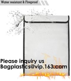 Double layer heat protection large fireproof document money pouch bags,Safety document bag / fire resistant document bag