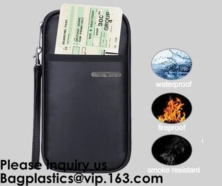 OEM custom luxury travel money passport safe zipper storage pouch fireproof document bag Pouch Money Fiberglass Fire Saf