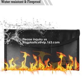 waterproof and fireproof resistant document bag,Lock Box Bag For Documents Money &amp; Office Files Freproof Safe Bag with L