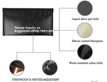 waterproof and fireproof resistant document bag,Lock Box Bag For Documents Money &amp; Office Files Freproof Safe Bag with L
