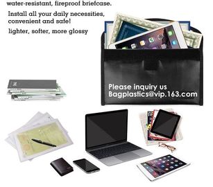 waterproof and fireproof resistant document bag,Lock Box Bag For Documents Money &amp; Office Files Freproof Safe Bag with L