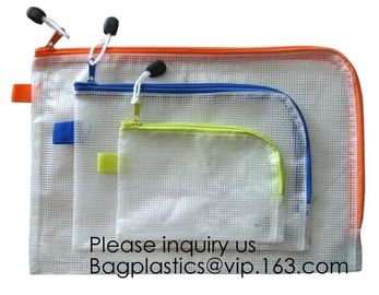 PP Mesh Zipper Bag Moisture Proof File Folder,Double opening data pp zipper office file bag,A5 file folder printed zippe