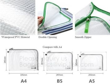 PP Mesh Zipper Bag Moisture Proof File Folder,Double opening data pp zipper office file bag,A5 file folder printed zippe