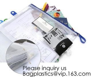 School Office Stationery A4 Waterproof Document Bag With Zipper A3 Zipper Pvc File Folder Bag For Business BAGEASE PAC
