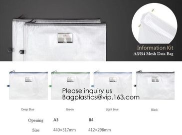 School Office Stationery A4 Waterproof Document Bag With Zipper A3 Zipper Pvc File Folder Bag For Business BAGEASE PAC