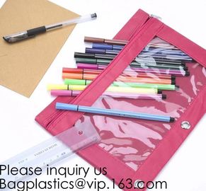 Stationery products Pencil Pouch Pvc Portable Pencil Case For Students,3 Ring Binder Zippered Pencil Pouches with Clear