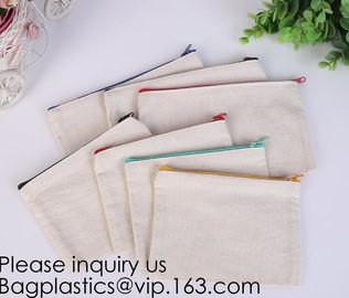 Office Stationery custom logo printed plain Cotton Canvas pencil case bag with zipper,stationery bag paper holder file h