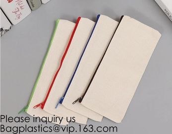Office Stationery custom logo printed plain Cotton Canvas pencil case bag with zipper,stationery bag paper holder file h