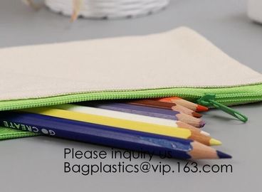 Office Stationery custom logo printed plain Cotton Canvas pencil case bag with zipper,stationery bag paper holder file h