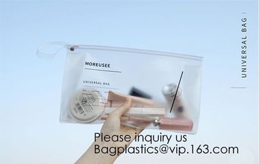 Portable custom logo printed Transparent PVC Window Women Makeup Pouch Travel Clear Cosmetic bag, bagease, bagplastics