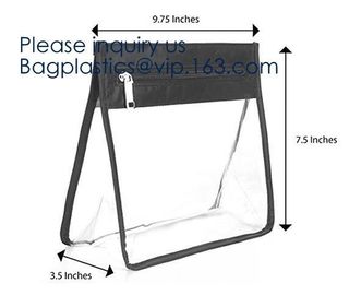 Zip Lock Transparent PVC EVA Cosmetic Bag,0.5mm Thickness Crystal Clear Eva Cosmetic Bag With Debossed Logo, bagease, pa