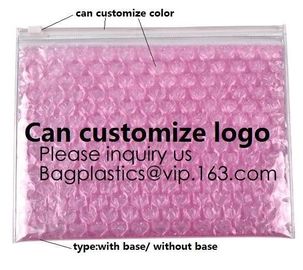 New Design Pvc Zip lockk Epe Foam Heart-Shaped Bubble Bag For Cosmetic/Pink Plastic Bubble Bag With Zipper bagease package