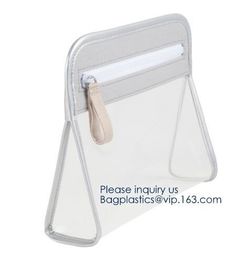 Recyclable Clear Gift Plastic Flat Bottom Logo Pvc Zip lockk Nylon Packing Bags With Handles,holographic Zip lockk makeup co