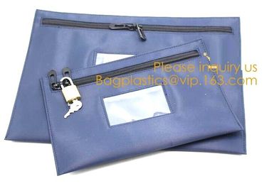 Portable Bank Bag Zipper Leather Security Deposit Bag With Name Card Pocket Bank Locking Document Security Bag Deposit B