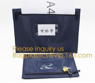 Portable Bank Bag Zipper Leather Security Deposit Bag With Name Card Pocket Bank Locking Document Security Bag Deposit B