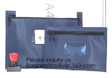 Portable Bank Bag Zipper Leather Security Deposit Bag With Name Card Pocket Bank Locking Document Security Bag Deposit B