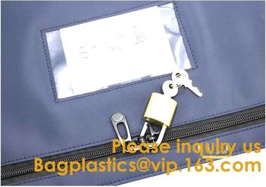 Portable Bank Bag Zipper Leather Security Deposit Bag With Name Card Pocket Bank Locking Document Security Bag Deposit B