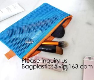 Colored Mesh Zipper Pouch Multipurpose Travel Mesh Bag for Cosmetics Offices Supplies Travel Accessories, stationery pac