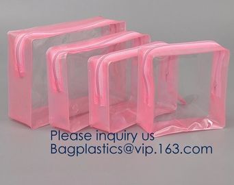 TSA Approved Clear Travel Toiletry Bag Holiday Cosmetic Bag PVC Makeup Bags Different Size 3 Pieces, bagease, bagplastic