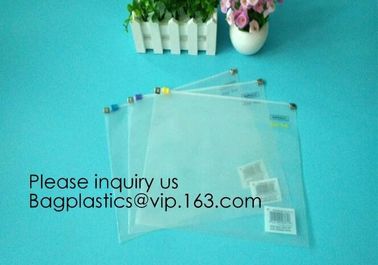 Metal Clip Zipper Slider Closure Bags, Zip Envelope, Clear Color A5 Size Paper Document File Invoice Bill Zipper Bag Pen