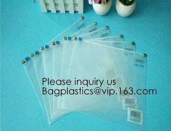 Metal Clip Zipper Slider Closure Bags, Zip Envelope, Clear Color A5 Size Paper Document File Invoice Bill Zipper Bag Pen