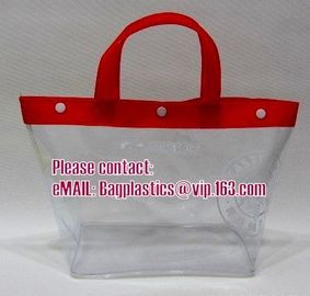 clear pvc packaging bag with handle for wine, vinyl pvc zipper gift tote bags with handles, gift bag with plastic snap