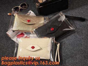 Button Closure PVC Clutch Bag For Women Handbag Snap Sleeve Cosmetic Makeup Bag, Satchel Golden Handle Chain Clutch PVC