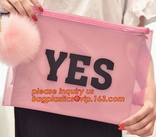 gift and shopping bags with handles customized pvc bag, stationery handle bags with slider zipper, PVC handle plastic ba