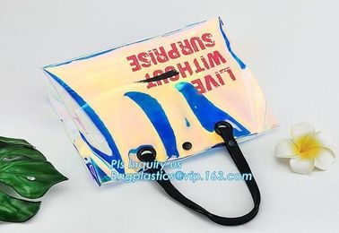 custom pvc handle bag,pvc gift bag, packaging packing handle bag with button close, vinyl clear pvc tote bags, Reusable