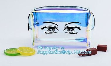 Women makeup organizer travel toiletry bags/ transparent PVC cosmetic, bag with cotton binding, makeup bag pvc cosmetic