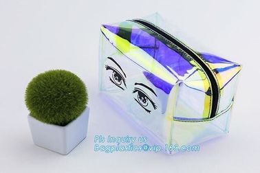 Women makeup organizer travel toiletry bags/ transparent PVC cosmetic, bag with cotton binding, makeup bag pvc cosmetic