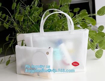 cosmetic PVC mesh bag, vinyl pvc zipper blanket bags/small mesh zipper bags/zipper bag, Mesh Makeup Brush Organizer Trav