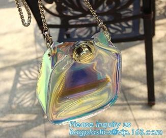 fashion ladies college girl summer beach jelly clear PVC handbag shoulder chain bag, Fashion Women PVC Transparent Tote