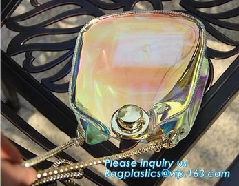 fashion ladies college girl summer beach jelly clear PVC handbag shoulder chain bag, Fashion Women PVC Transparent Tote