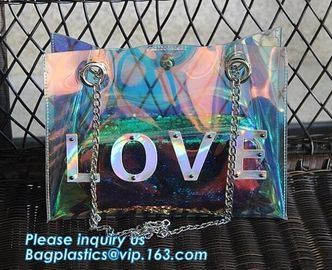 Summer Beach Bag Vinyl PVC Transparent Small Tote Handbags Shopping Shoulder Bags, pvc waterproof shoulder beach bag, pa