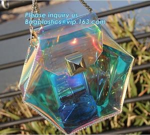 handbags pvc shoulder bag for ladies zipper waterproof pvc bag, transparent PVC shoulder bags, fashion laser handbag PVC