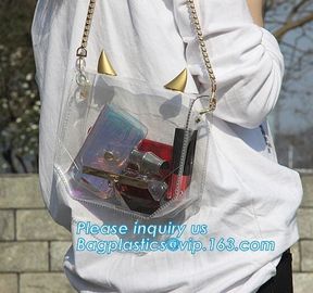 laser PVC new material printing shoulder tote bag, Girls Shoulder Tote Beach Bag, Ladies Transparent PVC Beach Handbag