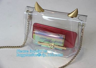 laser PVC new material printing shoulder tote bag, Girls Shoulder Tote Beach Bag, Ladies Transparent PVC Beach Handbag