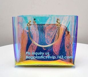 fasion decorated PVC/PU ladies chain shoulder bag, Shoulder Handbag Clear Tote Bag, Ladies' pvc clear beach bags/ pvc sh