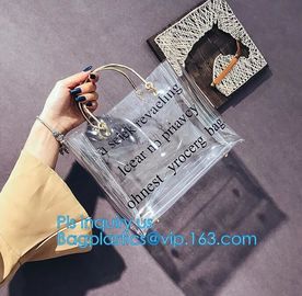 New Design Elegant Transparent Handbags Shoulder Tote PVC Beach Bags for women, PVC Tote Bag Shoulder Handbag Transparen