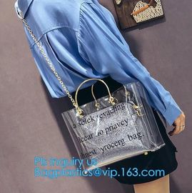 New Design Elegant Transparent Handbags Shoulder Tote PVC Beach Bags for women, PVC Tote Bag Shoulder Handbag Transparen