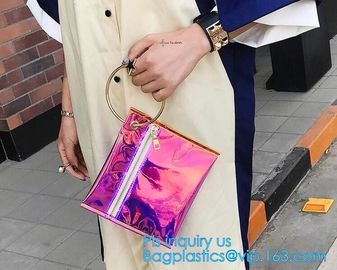 Personalized Womens Rainbow Color Shoulder Hand Bag PVC Clear Beach Bag, Handbag manufacturer China fashion ladies clear